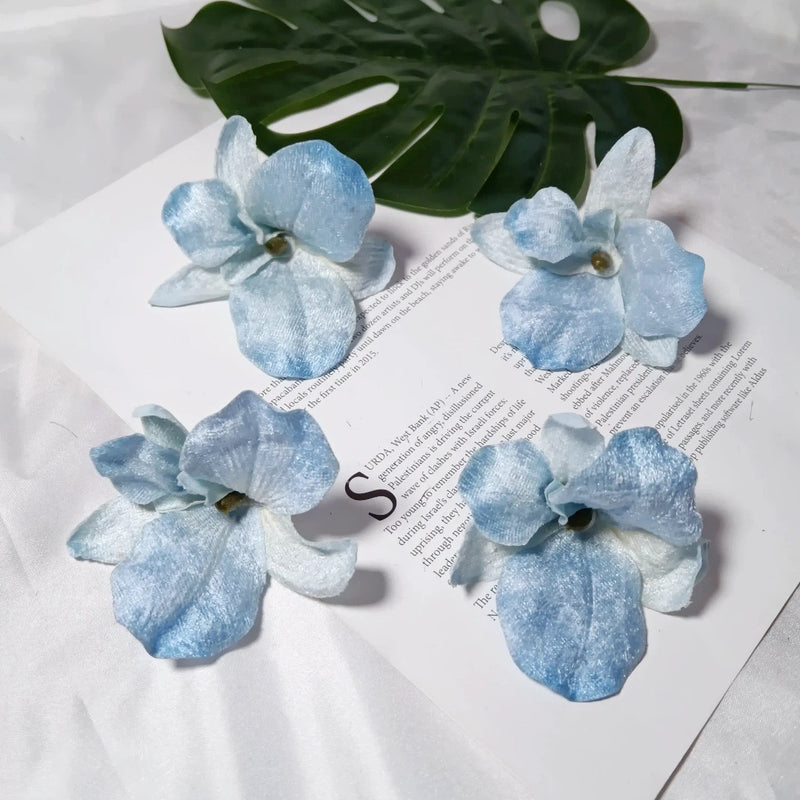 Set of 5 Lush Velvet Orchid Blooms, 3.5" Artificial Flower Heads, Realistic Craft Supplies for Wedding Planners, DIY Home Decor & Event Design