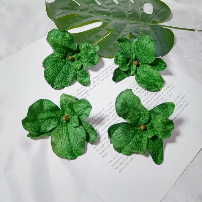 Set of 5 Lush Velvet Orchid Blooms, 3.5" Artificial Flower Heads, Realistic Craft Supplies for Wedding Planners, DIY Home Decor & Event Design
