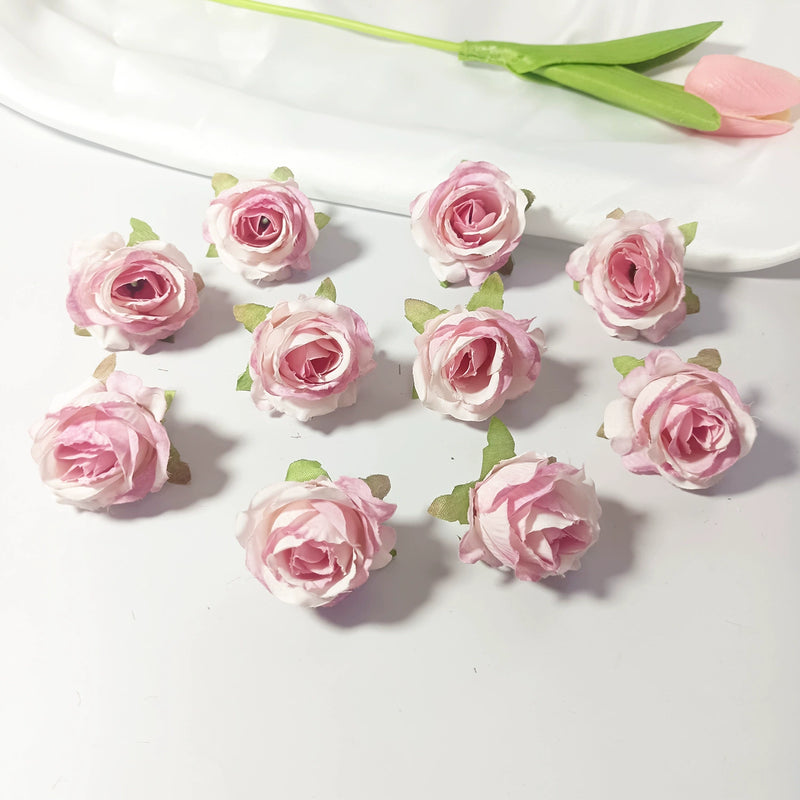 Bulk Mini Rose Heads, 1.5 Inch Small Artificial Flowers, Lifelike Faux Rose Buds for DIY Wedding Decor, Crafts, Corsages & Centerpieces