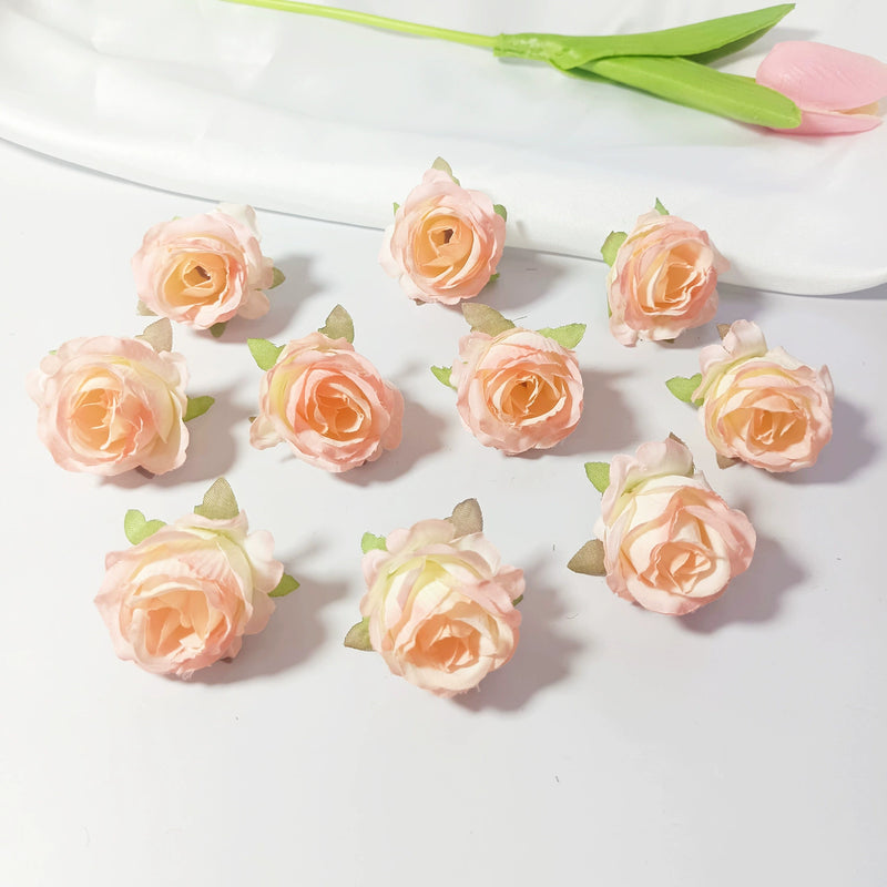 Bulk Mini Rose Heads, 1.5 Inch Small Artificial Flowers, Lifelike Faux Rose Buds for DIY Wedding Decor, Crafts, Corsages & Centerpieces
