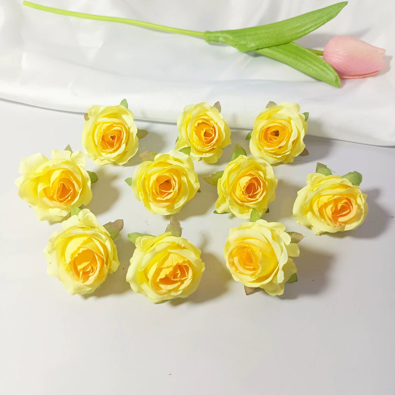 Bulk Mini Rose Heads, 1.5 Inch Small Artificial Flowers, Lifelike Faux Rose Buds for DIY Wedding Decor, Crafts, Corsages & Centerpieces