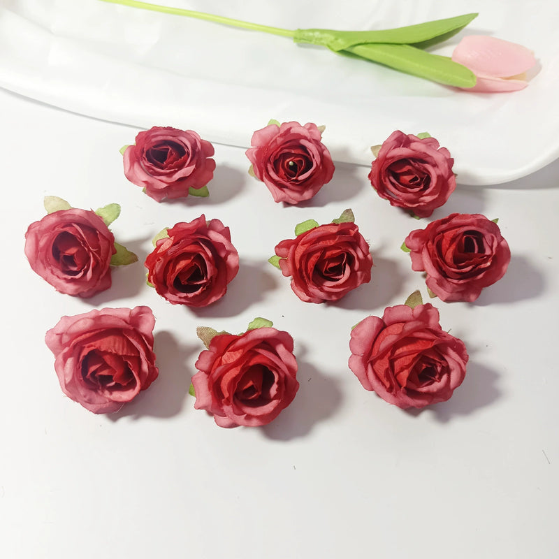 Bulk Mini Rose Heads, 1.5 Inch Small Artificial Flowers, Lifelike Faux Rose Buds for DIY Wedding Decor, Crafts, Corsages & Centerpieces