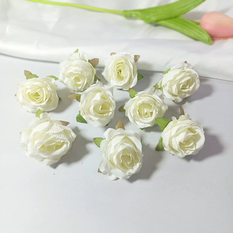 Bulk Mini Rose Heads, 1.5 Inch Small Artificial Flowers, Lifelike Faux Rose Buds for DIY Wedding Decor, Crafts, Corsages & Centerpieces