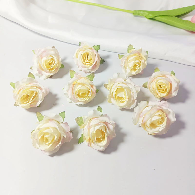 Bulk Mini Rose Heads, 1.5 Inch Small Artificial Flowers, Lifelike Faux Rose Buds for DIY Wedding Decor, Crafts, Corsages & Centerpieces