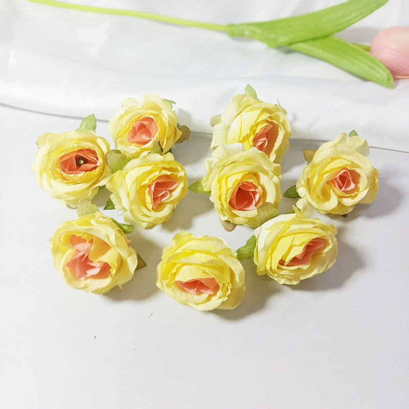 Bulk Mini Rose Heads, 1.5 Inch Small Artificial Flowers, Lifelike Faux Rose Buds for DIY Wedding Decor, Crafts, Corsages & Centerpieces