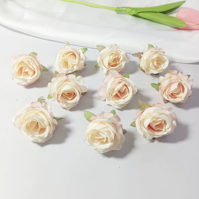 Bulk Mini Rose Heads, 1.5 Inch Small Artificial Flowers, Lifelike Faux Rose Buds for DIY Wedding Decor, Crafts, Corsages & Centerpieces