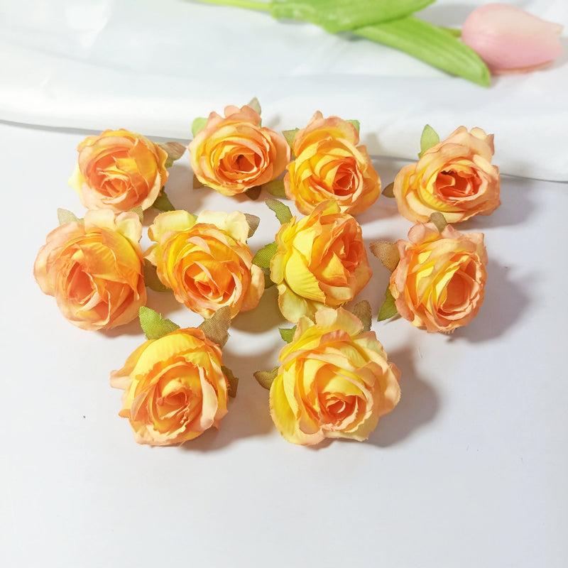 Bulk Mini Rose Heads, 1.5 Inch Small Artificial Flowers, Lifelike Faux Rose Buds for DIY Wedding Decor, Crafts, Corsages & Centerpieces