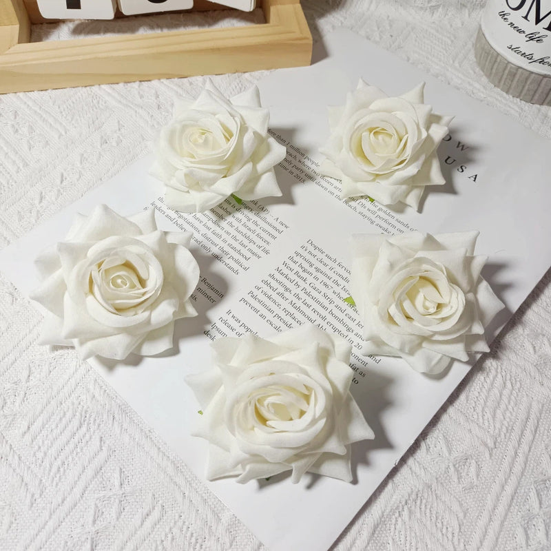 3" Lush Velvet Rose Heads, Realistic Artificial Flowers for DIY Wedding Boutonnieres, Corsages, Centerpieces & Home Decor, Bulk Available