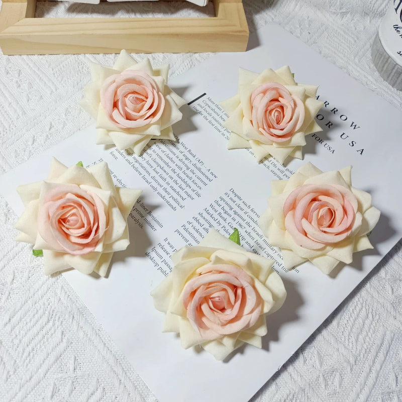 3" Lush Velvet Rose Heads, Realistic Artificial Flowers for DIY Wedding Boutonnieres, Corsages, Centerpieces & Home Decor, Bulk Available