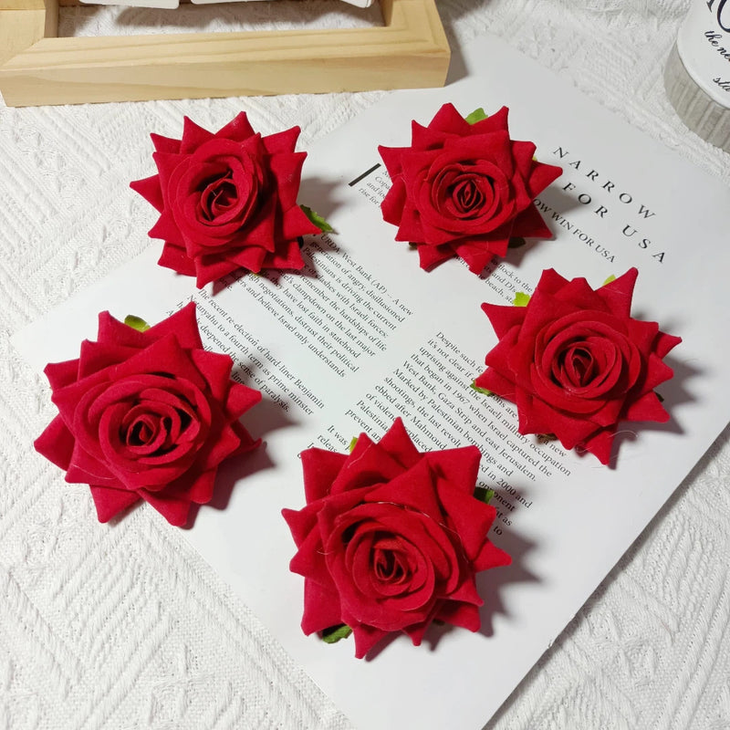 3" Lush Velvet Rose Heads, Realistic Artificial Flowers for DIY Wedding Boutonnieres, Corsages, Centerpieces & Home Decor, Bulk Available