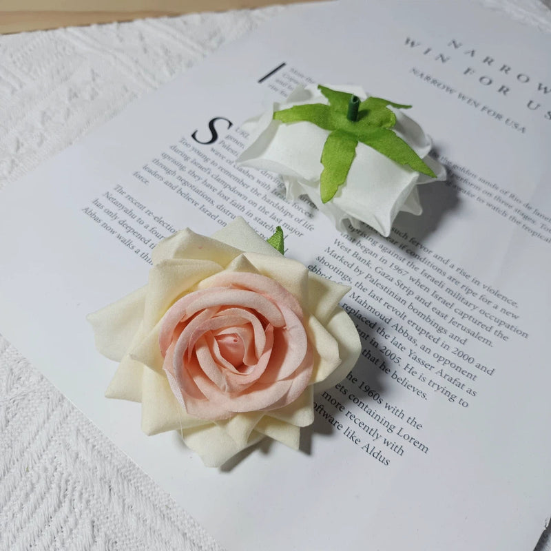 3" Lush Velvet Rose Heads, Realistic Artificial Flowers for DIY Wedding Boutonnieres, Corsages, Centerpieces & Home Decor, Bulk Available