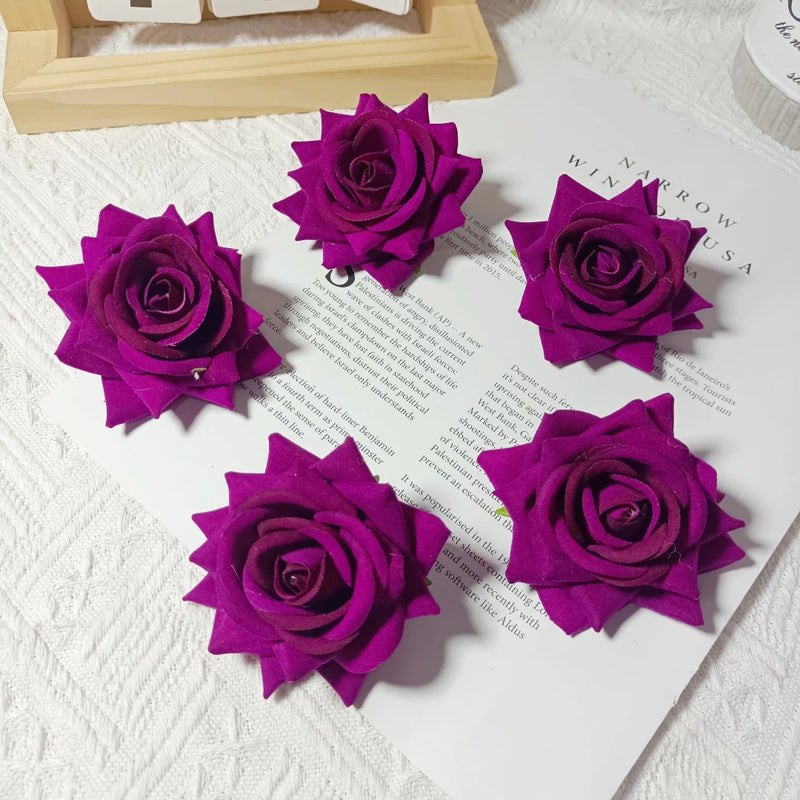 3" Lush Velvet Rose Heads, Realistic Artificial Flowers for DIY Wedding Boutonnieres, Corsages, Centerpieces & Home Decor, Bulk Available