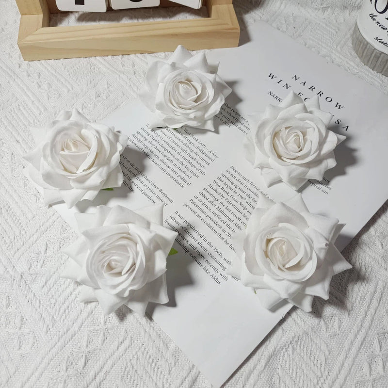 3" Lush Velvet Rose Heads, Realistic Artificial Flowers for DIY Wedding Boutonnieres, Corsages, Centerpieces & Home Decor, Bulk Available