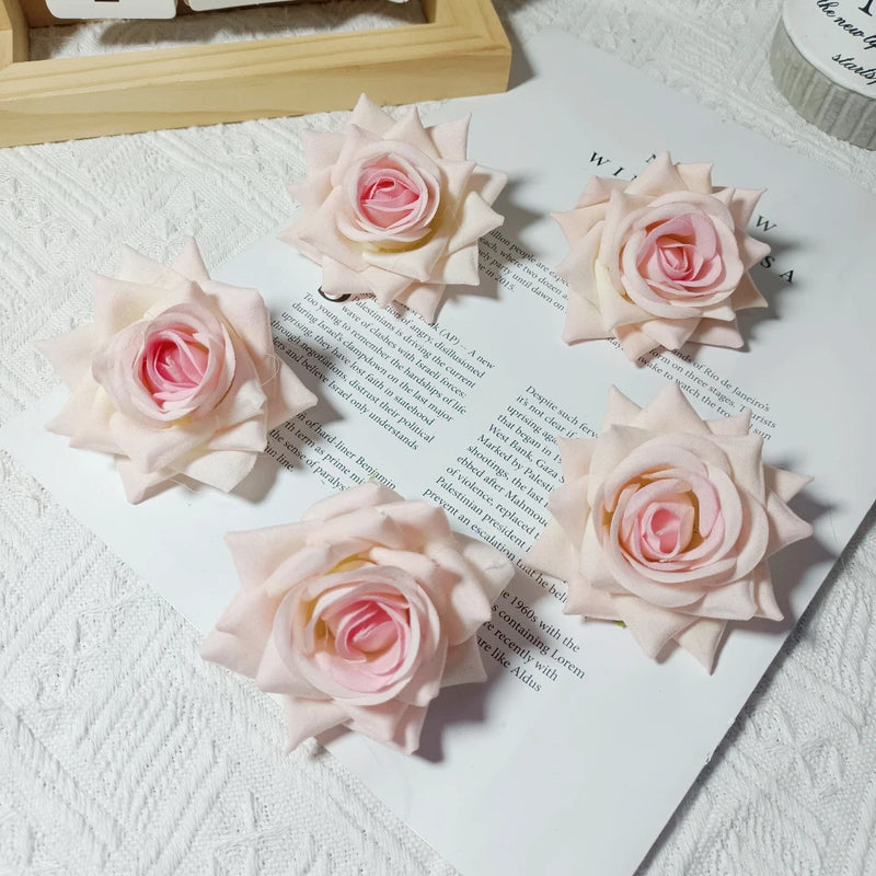 3" Lush Velvet Rose Heads, Realistic Artificial Flowers for DIY Wedding Boutonnieres, Corsages, Centerpieces & Home Decor, Bulk Available