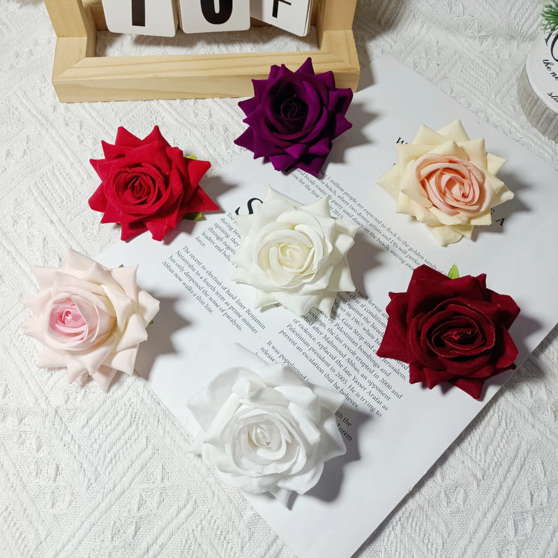3" Lush Velvet Rose Heads, Realistic Artificial Flowers for DIY Wedding Boutonnieres, Corsages, Centerpieces & Home Decor, Bulk Available