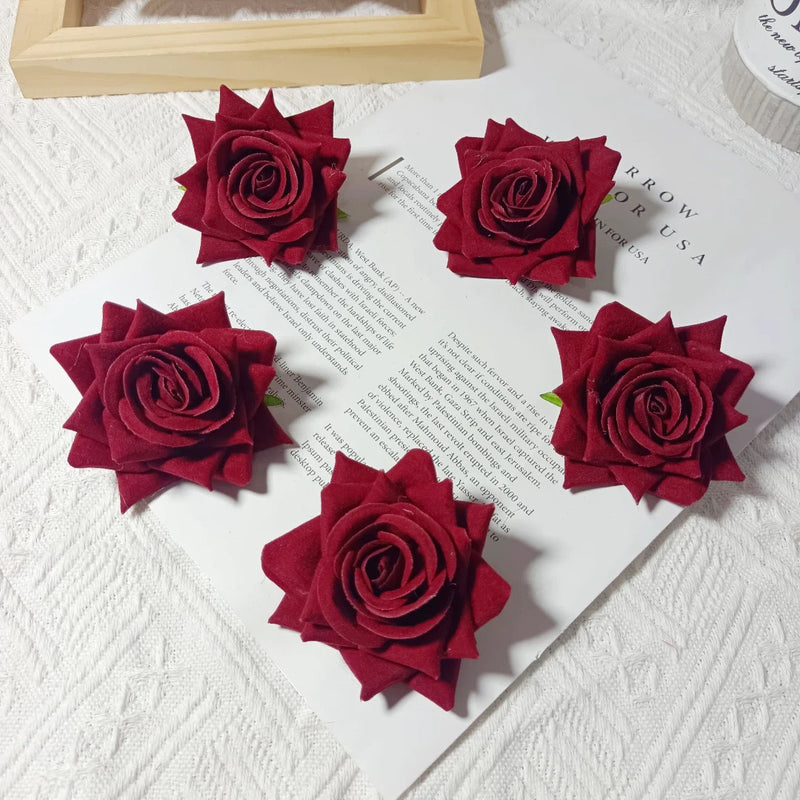 3" Lush Velvet Rose Heads, Realistic Artificial Flowers for DIY Wedding Boutonnieres, Corsages, Centerpieces & Home Decor, Bulk Available