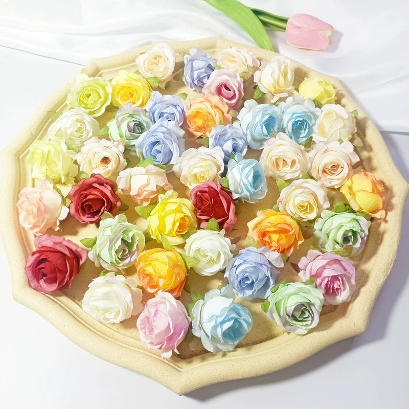 Bulk Mini Rose Heads, 1.5 Inch Small Artificial Flowers, Lifelike Faux Rose Buds for DIY Wedding Decor, Crafts, Corsages & Centerpieces