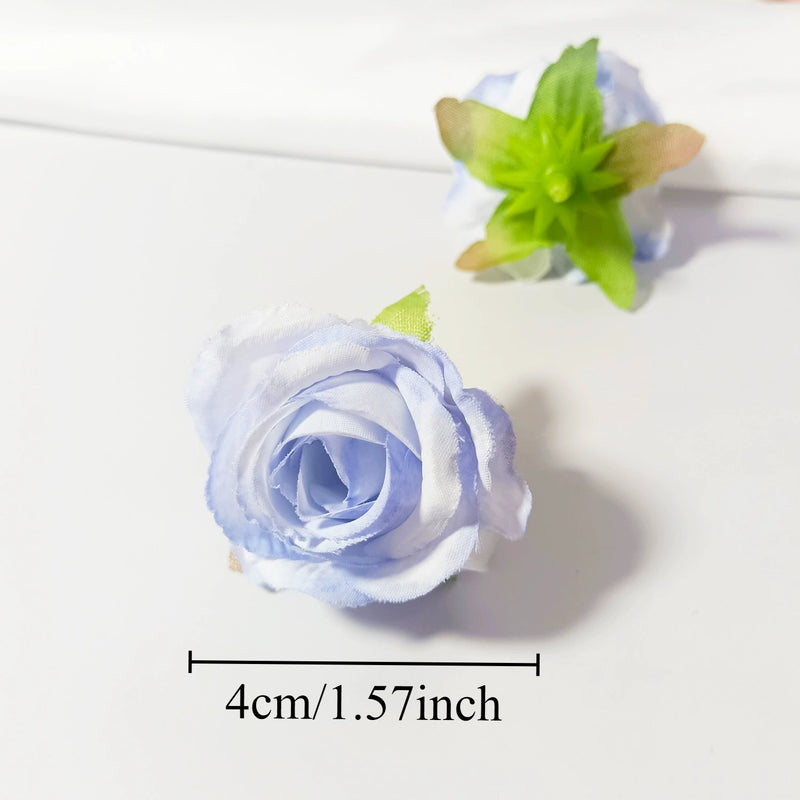 Bulk Mini Rose Heads, 1.5 Inch Small Artificial Flowers, Lifelike Faux Rose Buds for DIY Wedding Decor, Crafts, Corsages & Centerpieces
