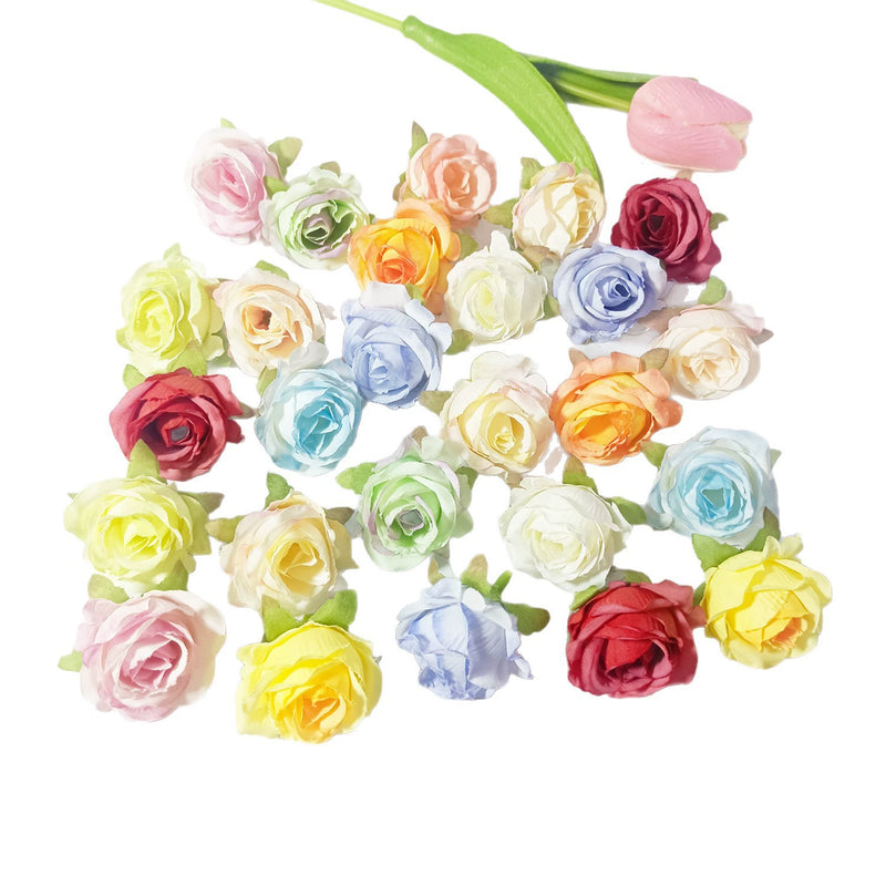 Bulk Mini Rose Heads, 1.5 Inch Small Artificial Flowers, Lifelike Faux Rose Buds for DIY Wedding Decor, Crafts, Corsages & Centerpieces