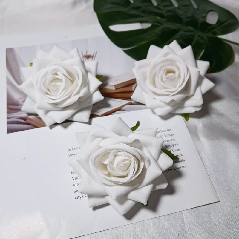 Velvet Touch 3-Inch Rose Heads, Realistic Curled Petal Faux Flowers for DIY Weddings, Bouquets, Centerpieces & Home Decor, Bulk Available