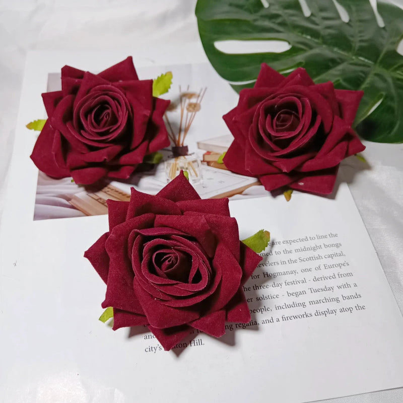 Velvet Touch 3-Inch Rose Heads, Realistic Curled Petal Faux Flowers for DIY Weddings, Bouquets, Centerpieces & Home Decor, Bulk Available