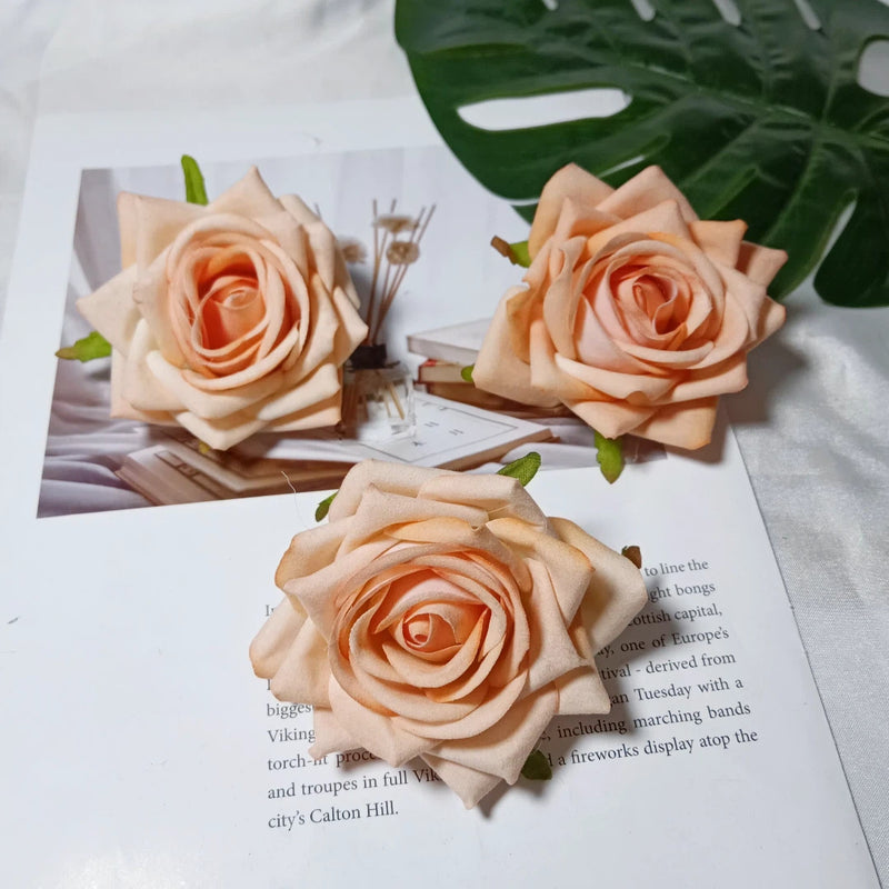 Velvet Touch 3-Inch Rose Heads, Realistic Curled Petal Faux Flowers for DIY Weddings, Bouquets, Centerpieces & Home Decor, Bulk Available