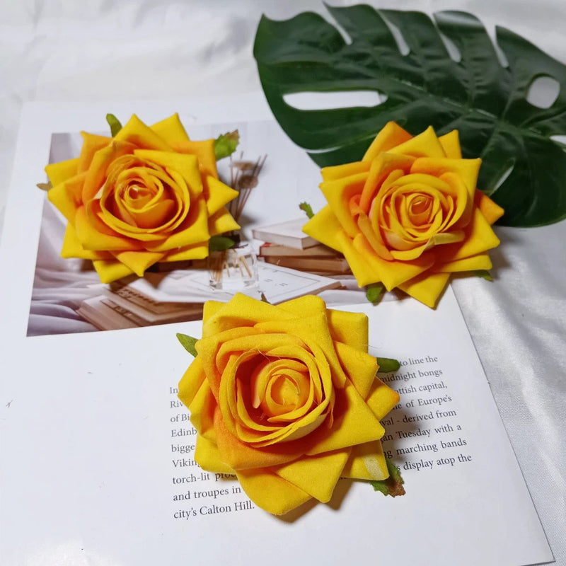 Velvet Touch 3-Inch Rose Heads, Realistic Curled Petal Faux Flowers for DIY Weddings, Bouquets, Centerpieces & Home Decor, Bulk Available