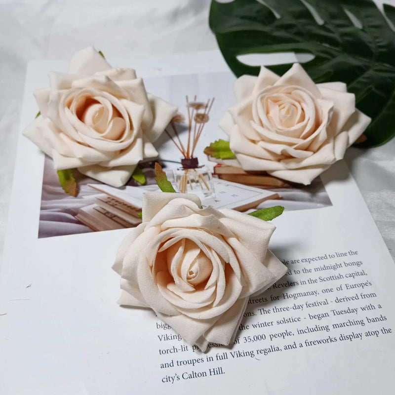 Velvet Touch 3-Inch Rose Heads, Realistic Curled Petal Faux Flowers for DIY Weddings, Bouquets, Centerpieces & Home Decor, Bulk Available