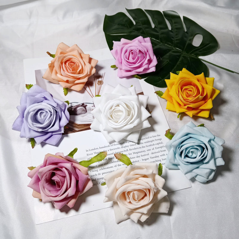 Velvet Touch 3-Inch Rose Heads, Realistic Curled Petal Faux Flowers for DIY Weddings, Bouquets, Centerpieces & Home Decor, Bulk Available