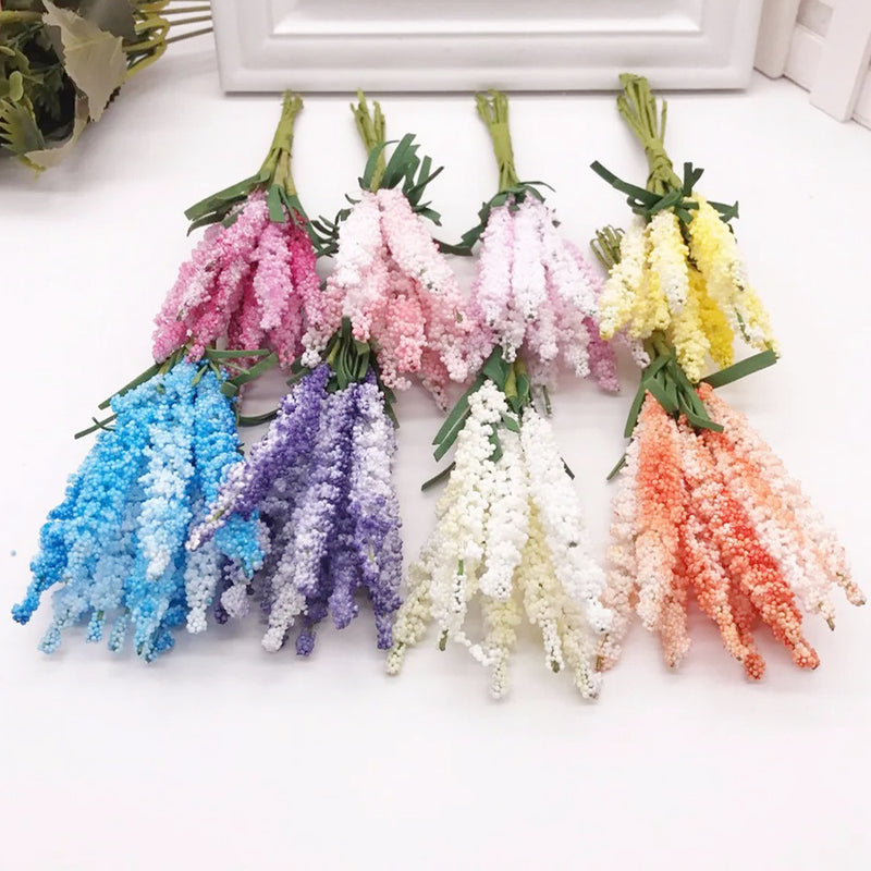 Realistic Faux Lavender Stems, 6" Small Foam Lavender Bundles for DIY Crafts, Wedding Corsages, Wreaths & Rustic Home Decor Vase Filler