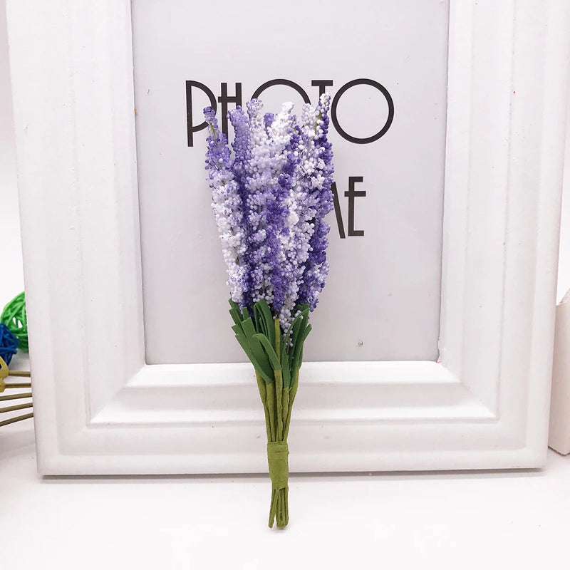 Realistic Faux Lavender Stems, 6" Small Foam Lavender Bundles for DIY Crafts, Wedding Corsages, Wreaths & Rustic Home Decor Vase Filler