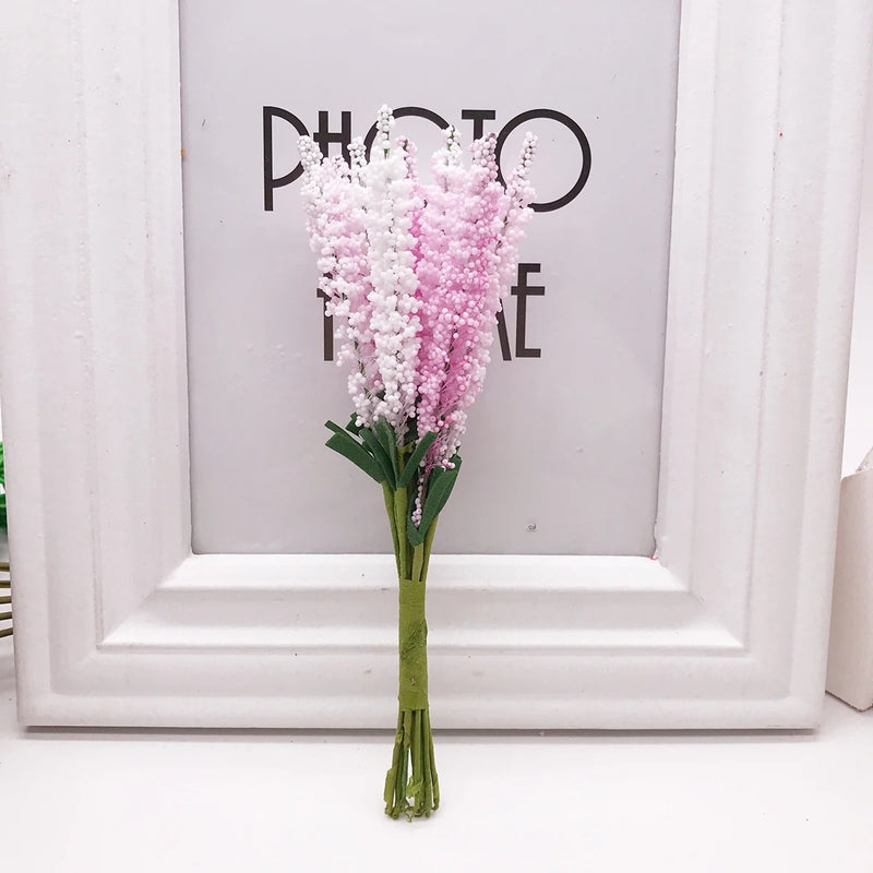 Realistic Faux Lavender Stems, 6" Small Foam Lavender Bundles for DIY Crafts, Wedding Corsages, Wreaths & Rustic Home Decor Vase Filler