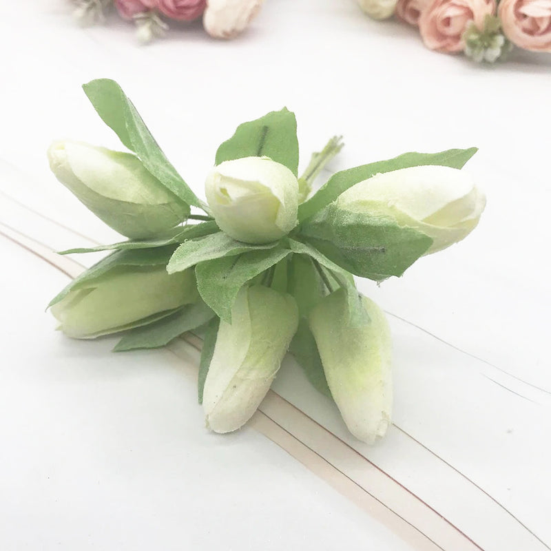 Frosted Realistic Artificial Tulip Bouquet, 5.5" Faux Flowers with 2" Buds, Perfect for Home Decor, Weddings, DIY Crafts, and Gift Wrapping