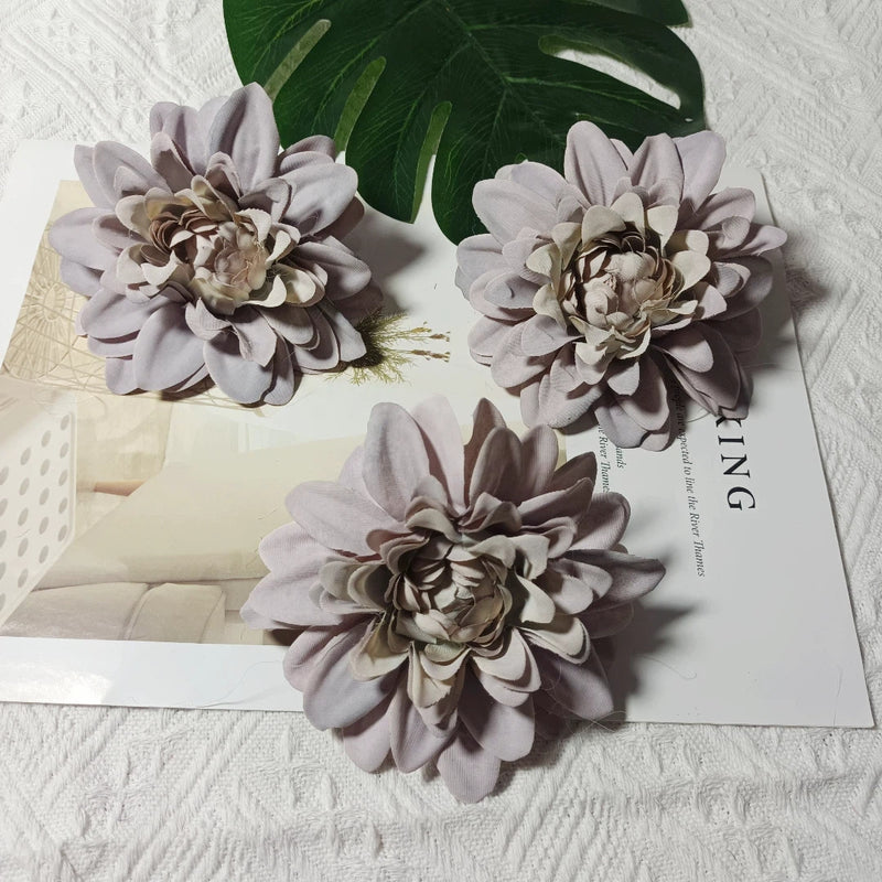 Realistic Dahlia Flower Heads, 4" Faux Floral Decor for Weddings, DIY Bouquets, Gift Packaging, Home Decor