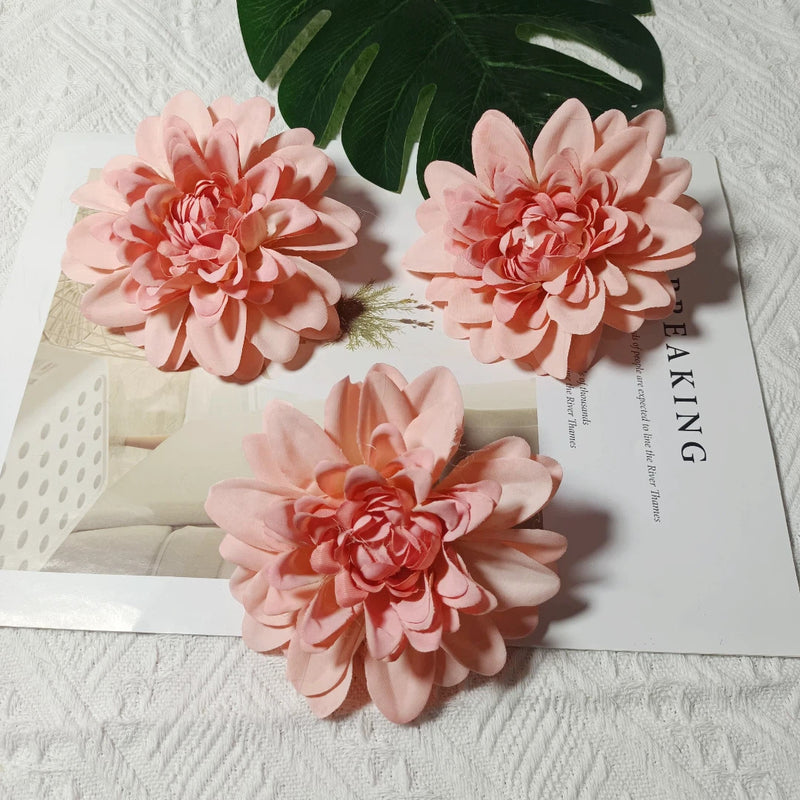 Realistic Dahlia Flower Heads, 4" Faux Floral Decor for Weddings, DIY Bouquets, Gift Packaging, Home Decor