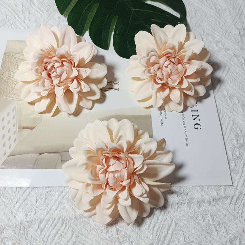Realistic Dahlia Flower Heads, 4" Faux Floral Decor for Weddings, DIY Bouquets, Gift Packaging, Home Decor