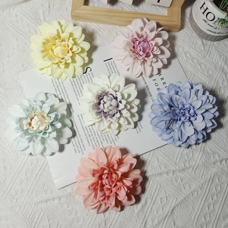 Realistic Dahlia Flower Heads, 4" Faux Floral Decor for Weddings, DIY Bouquets, Gift Packaging, Home Decor