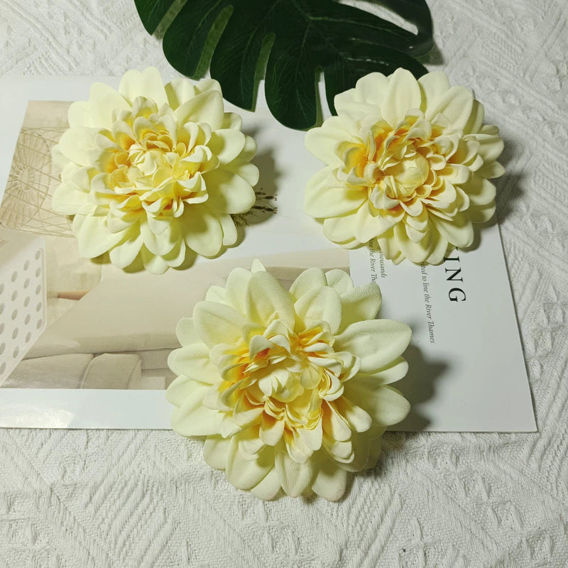 Realistic Dahlia Flower Heads, 4" Faux Floral Decor for Weddings, DIY Bouquets, Gift Packaging, Home Decor