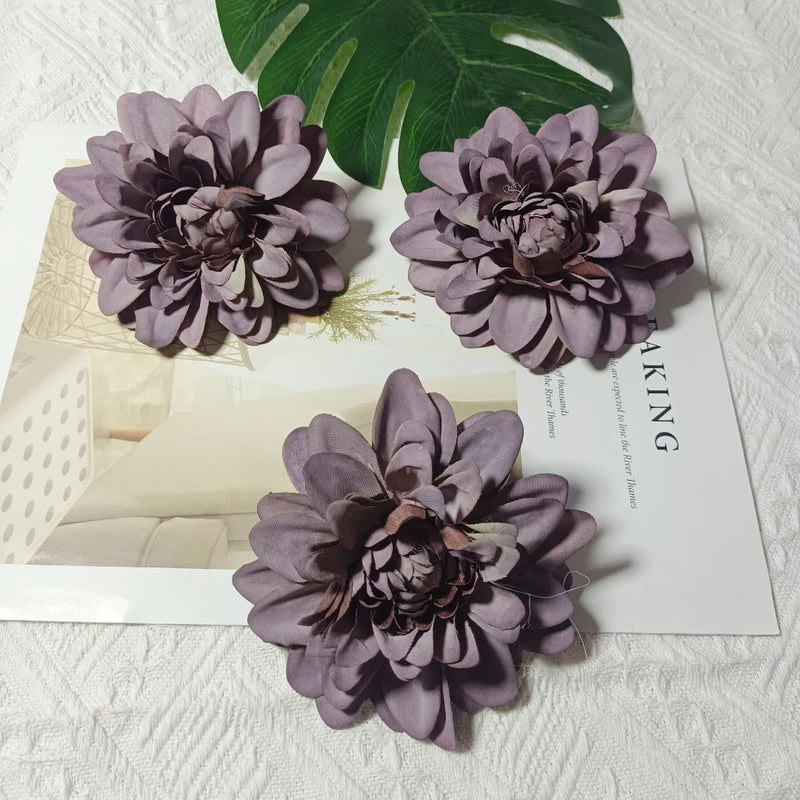 Realistic Dahlia Flower Heads, 4" Faux Floral Decor for Weddings, DIY Bouquets, Gift Packaging, Home Decor