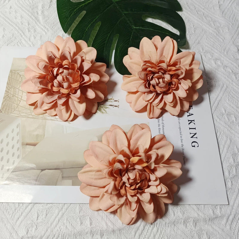 Realistic Dahlia Flower Heads, 4" Faux Floral Decor for Weddings, DIY Bouquets, Gift Packaging, Home Decor