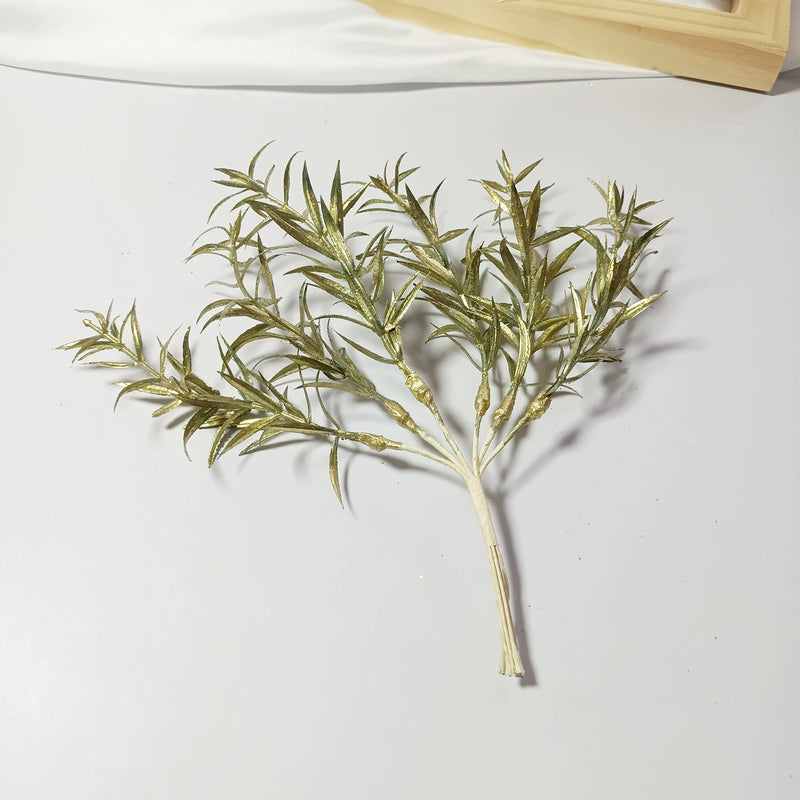 Realistic Sparkle Grass Stems, 8" Small Faux Greenery Branches, Lifelike Plant Filler for Vases, Modern Home Decor, DIY Wedding Bouquets & Floral Crafts