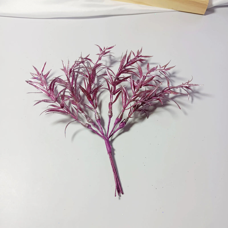 Realistic Sparkle Grass Stems, 8" Small Faux Greenery Branches, Lifelike Plant Filler for Vases, Modern Home Decor, DIY Wedding Bouquets & Floral Crafts