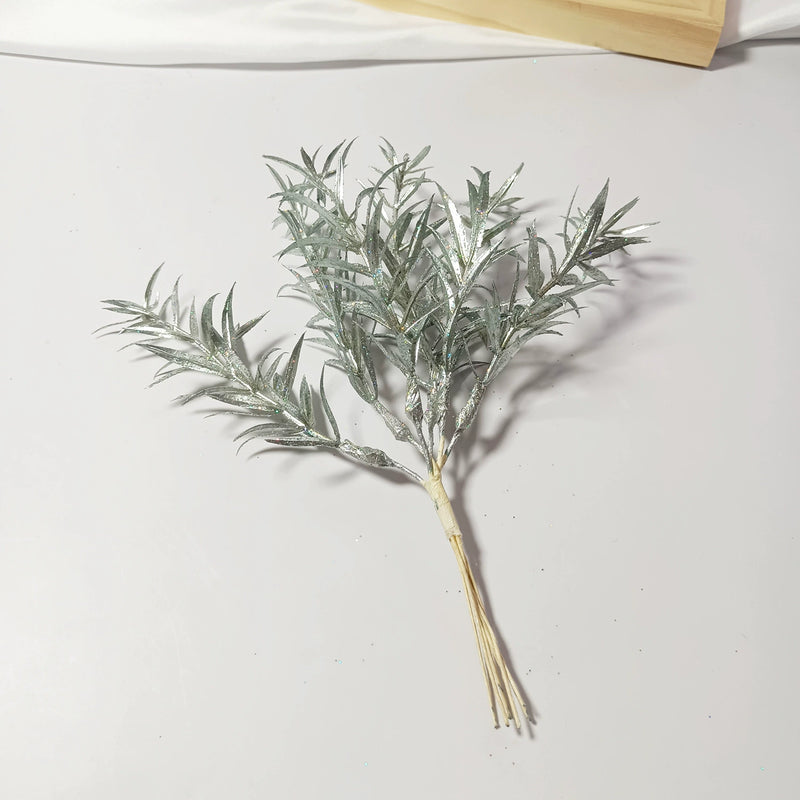 Realistic Sparkle Grass Stems, 8" Small Faux Greenery Branches, Lifelike Plant Filler for Vases, Modern Home Decor, DIY Wedding Bouquets & Floral Crafts