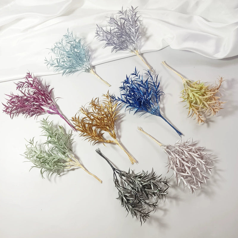 Realistic Sparkle Grass Stems, 8" Small Faux Greenery Branches, Lifelike Plant Filler for Vases, Modern Home Decor, DIY Wedding Bouquets & Floral Crafts