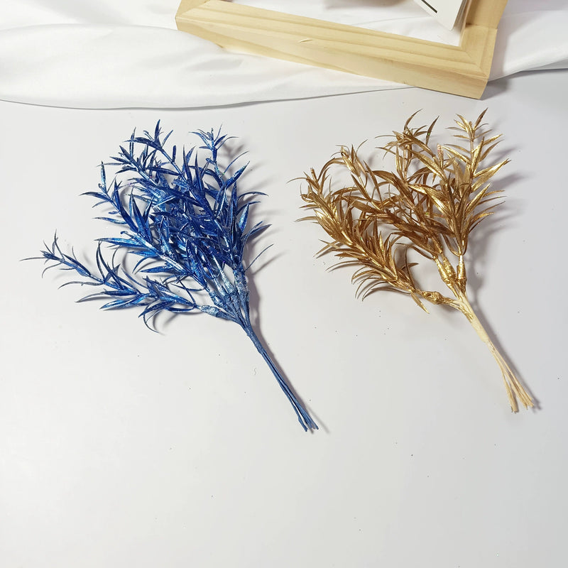 Realistic Sparkle Grass Stems, 8" Small Faux Greenery Branches, Lifelike Plant Filler for Vases, Modern Home Decor, DIY Wedding Bouquets & Floral Crafts