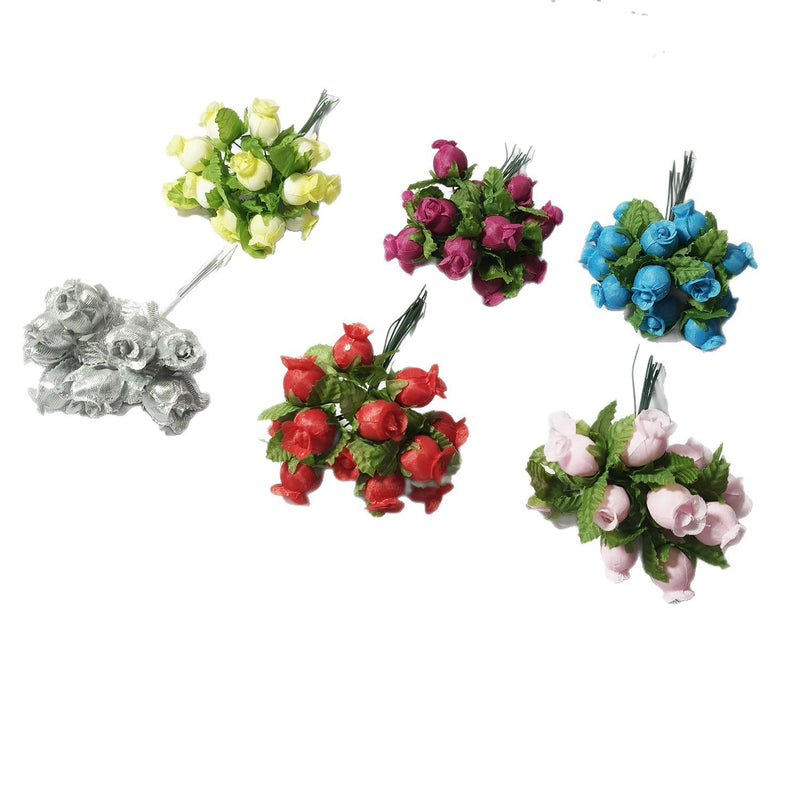 12-Stem Mini Pomegranate Flower Bouquet, Realistic 1" Faux Blooms, Lifelike Accent for DIY Crafts, Wedding Decor, Vase Filler, Farmhouse Home Decor