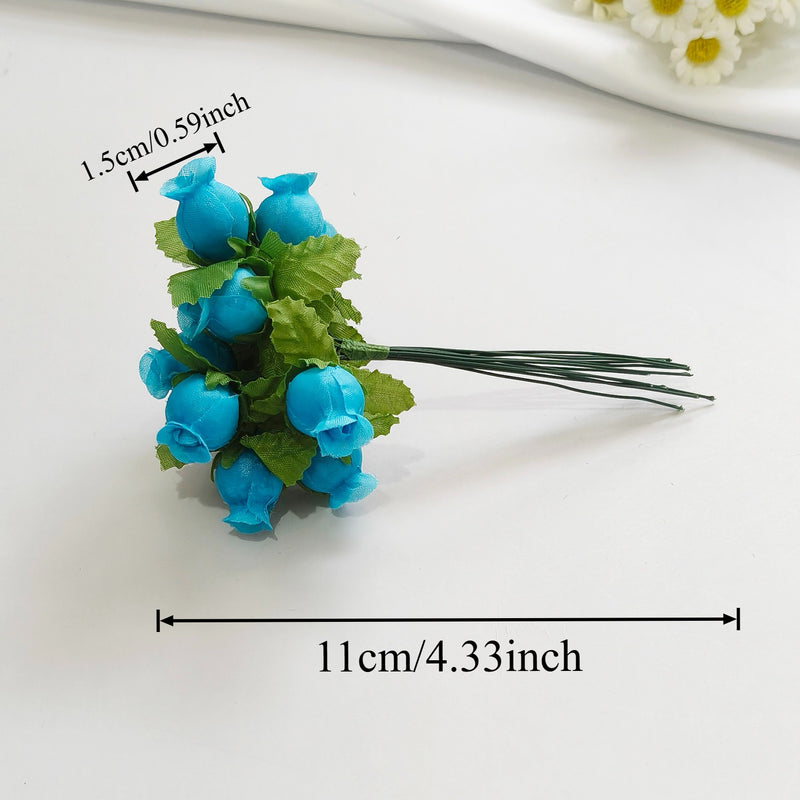 12-Stem Mini Pomegranate Flower Bouquet, Realistic 1" Faux Blooms, Lifelike Accent for DIY Crafts, Wedding Decor, Vase Filler, Farmhouse Home Decor
