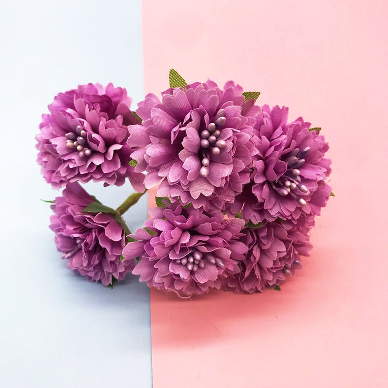 Realistic Carnation Bouquet, 6 Flowers, 4" Tall, Perfect for Wedding Decor, DIY Crafting, Home & Office Decoration, Allergy Safe, Durable & No Maintenance