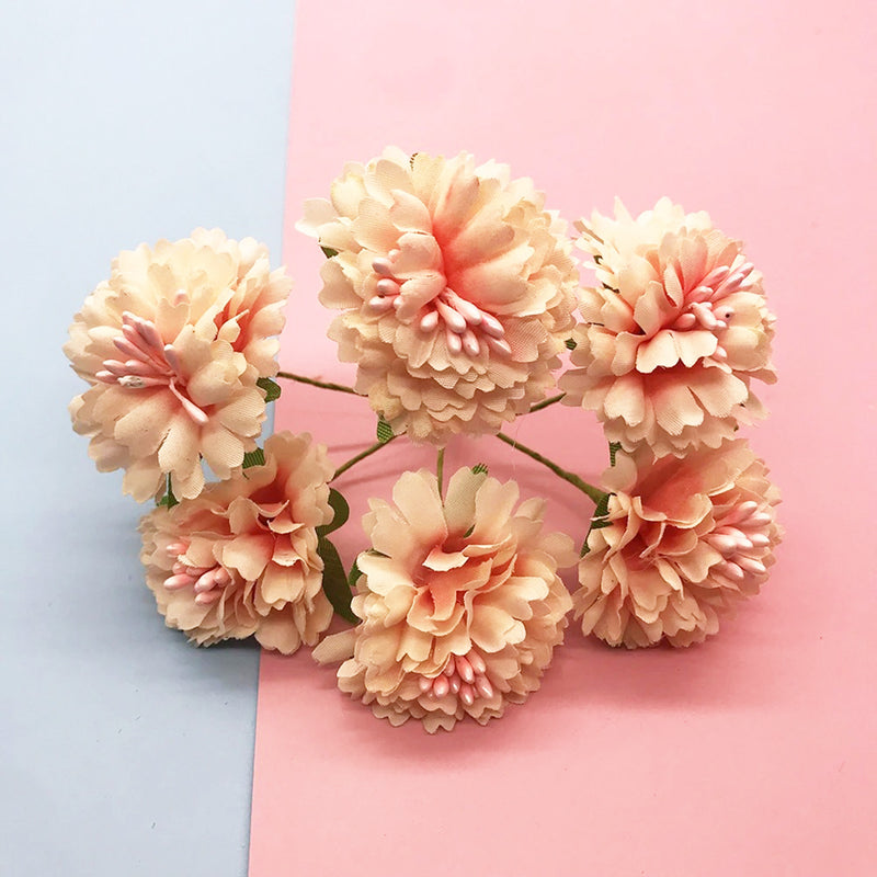 Realistic Carnation Bouquet, 6 Flowers, 4" Tall, Perfect for Wedding Decor, DIY Crafting, Home & Office Decoration, Allergy Safe, Durable & No Maintenance