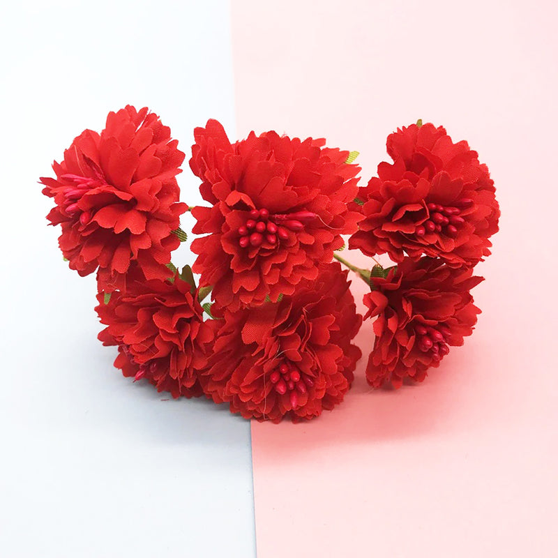 Realistic Carnation Bouquet, 6 Flowers, 4" Tall, Perfect for Wedding Decor, DIY Crafting, Home & Office Decoration, Allergy Safe, Durable & No Maintenance